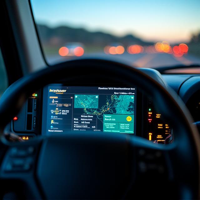 Modern digital truck cabin dashboard interface